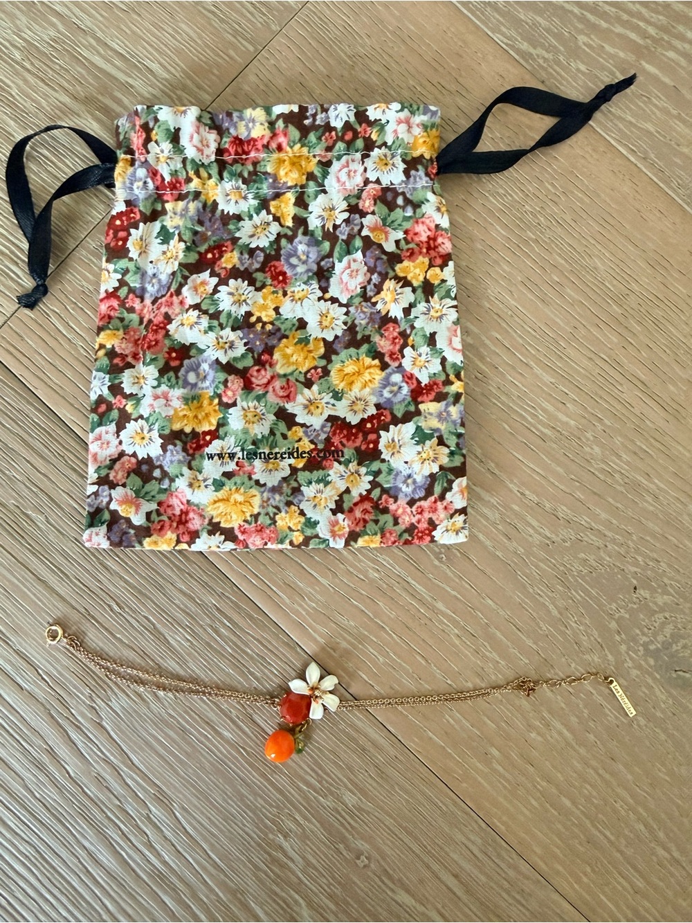 Les Nereides Floral Garden In Provence Bracelet with Orange Beads